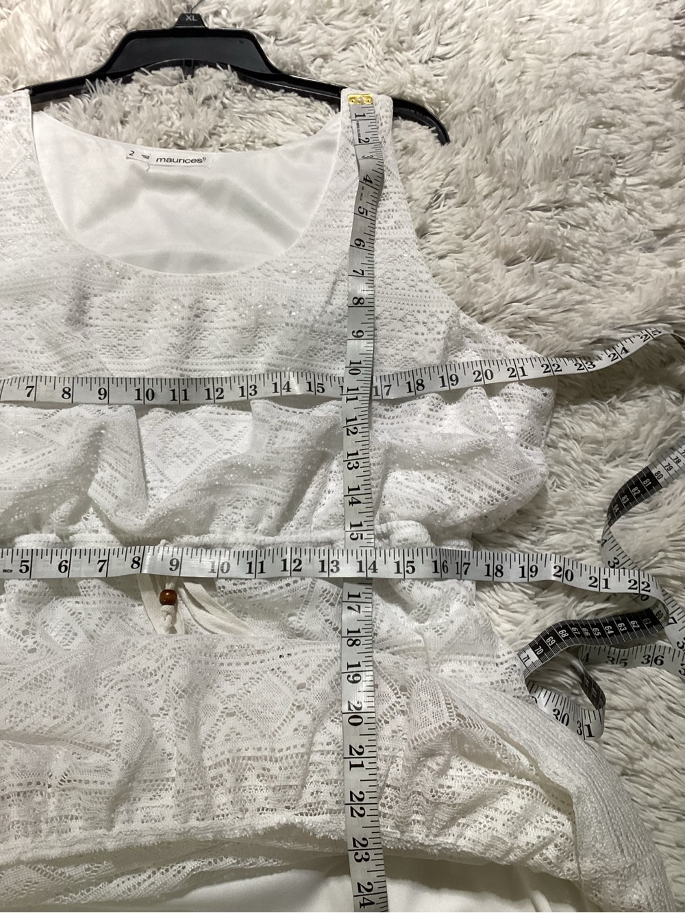 Maurices White Lace Maxi Dress with attached mini skirt underneath - Size 2 - Picture 11 of 13